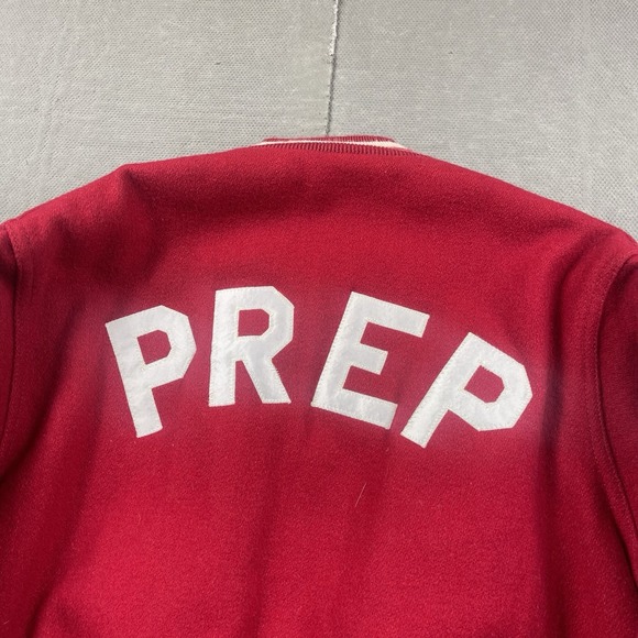 Vintage Holloway Varsity Jacket Mens Medium Red Wool Bomber Prep Lined USA - Picture 7 of 13